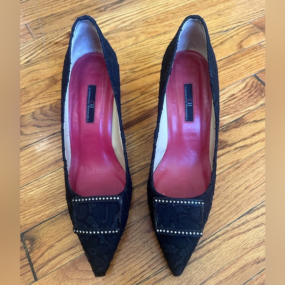 CH CAROLINA HERRERA BLACK LACE EMBELLISHED PUMPS SIZE 39 - Picture 2 of 16